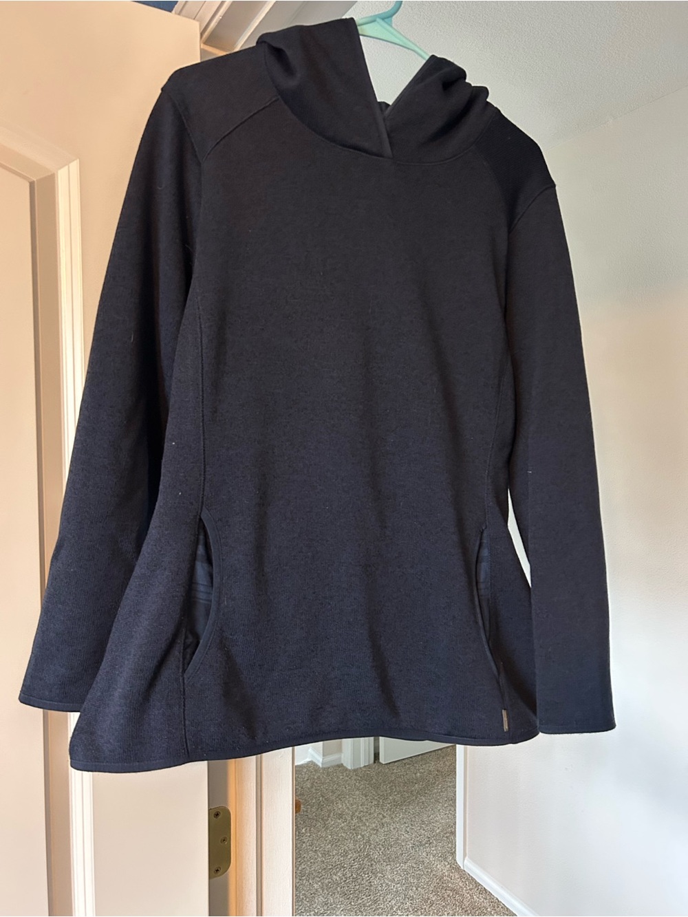 Eddie Bauer Navy Hooded Crew-Neck Pullover